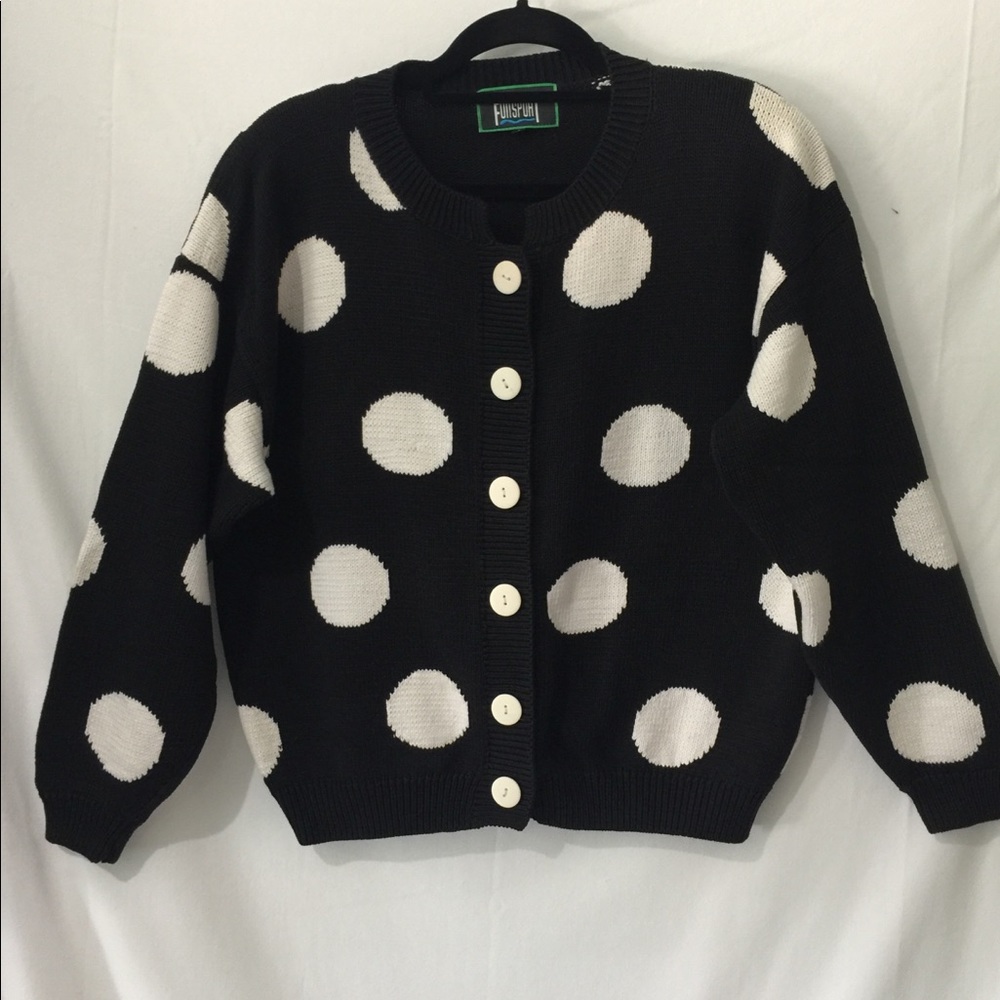 Funsport🌷Blk/White Cotton  Button Up Sweater Sz S